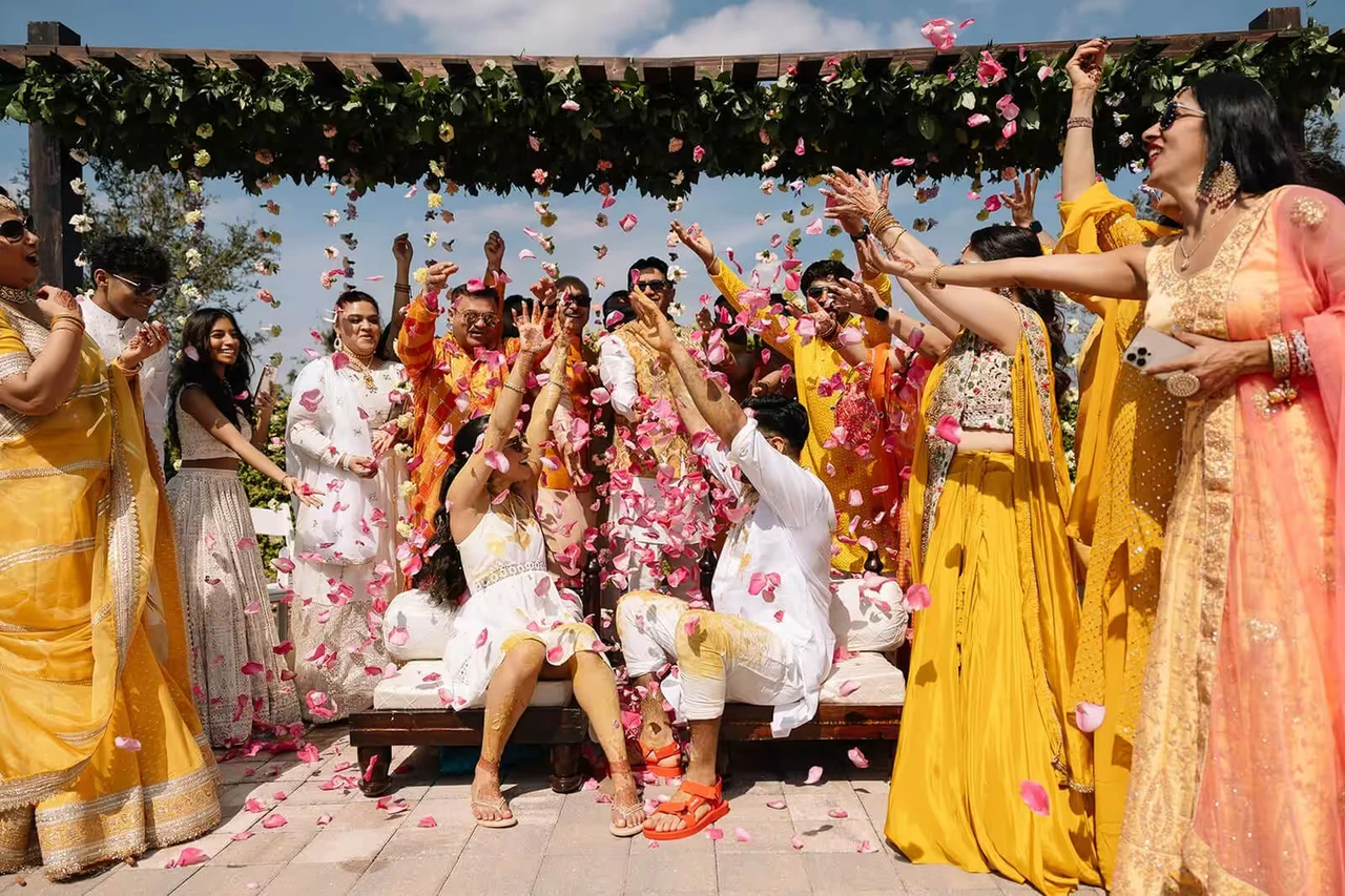 Idaho Falls Indian wedding DJ — Live dhol player leading Indian wedding baraat procession with Desi Decibel Entertainment