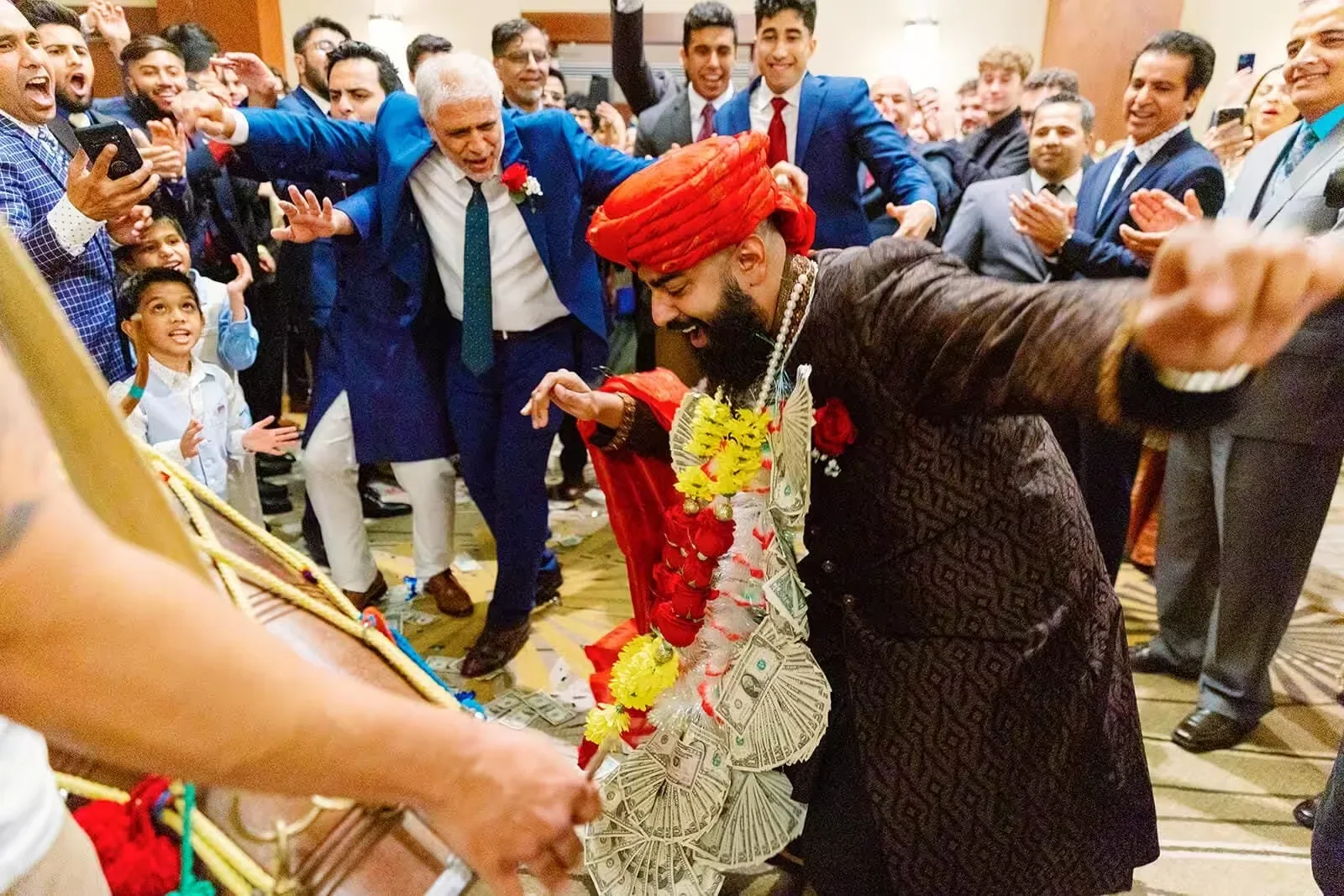 South Asian wedding celebration with professional production